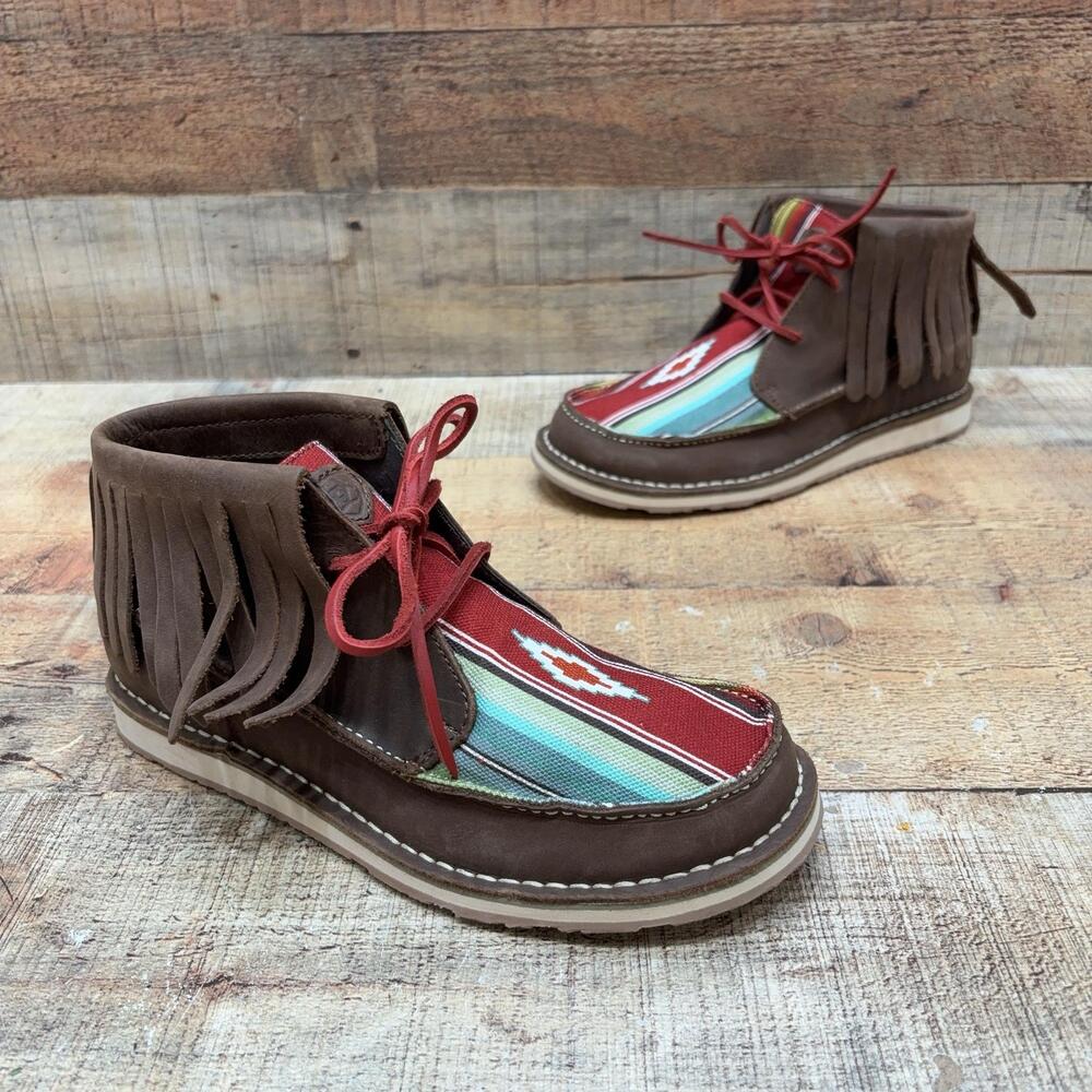 Ariat 10025059 Boots Womens Size 7 37.5 Brown Suede Fringe Ankle Lace Up